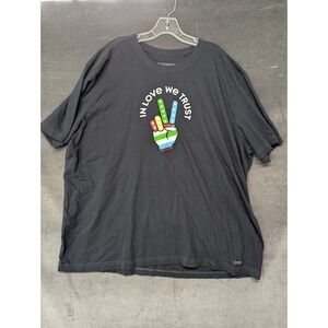 Life is Good Men's XXXL T-Shirt In Love We Trust Peace Sign Black Graphic